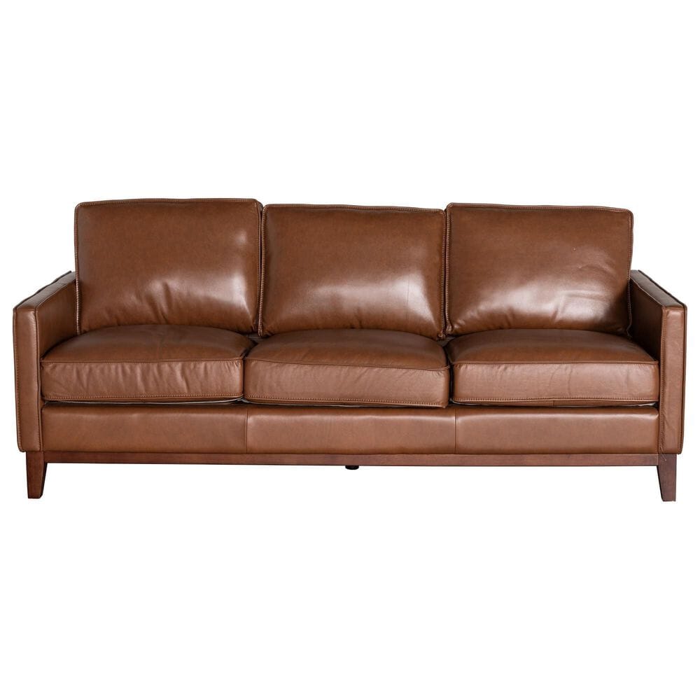 Italiano Furniture Weston Stationary Leather Sofa and Loveseat Set in Highland Brown, , large