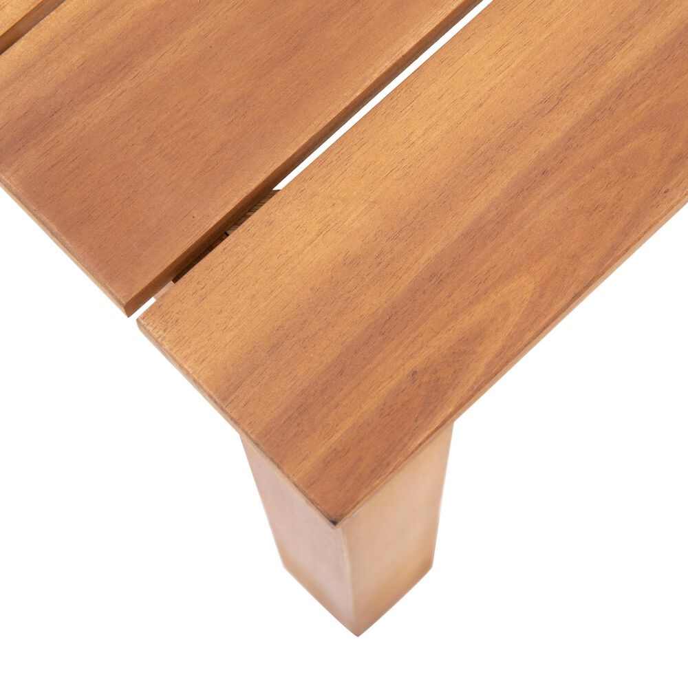 Hearth and Haven Temecula Outdoor Square Side Table with Slatted Top in Brown, , large