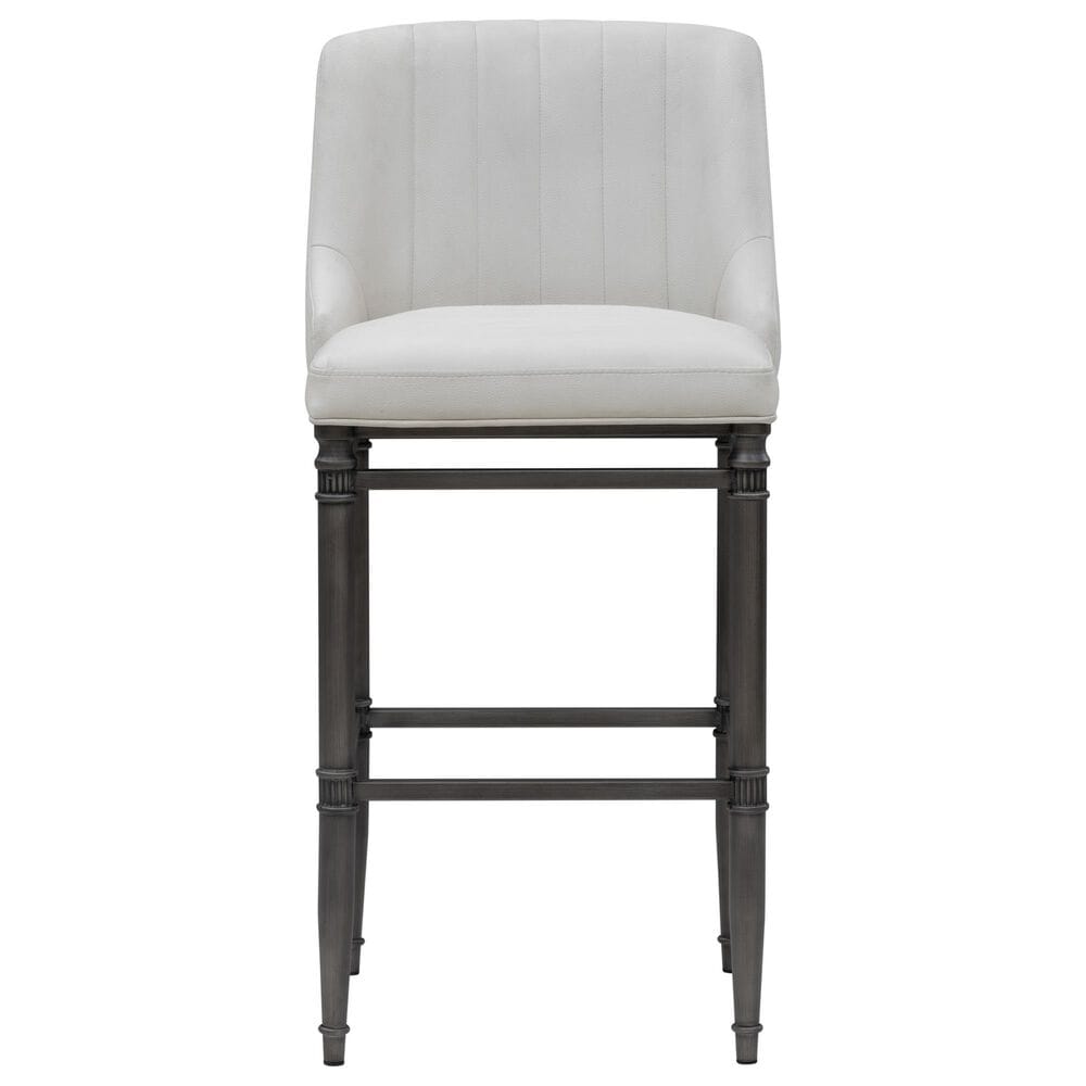 Armen Living Marvin Bar Height Stool with Ivory Upholstery in Antique Pewter, , large