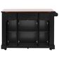 HOMLUX 53" Farmhouse Kitchen Island with Two Tempered Glass Cabinet Doors in Black, , large
