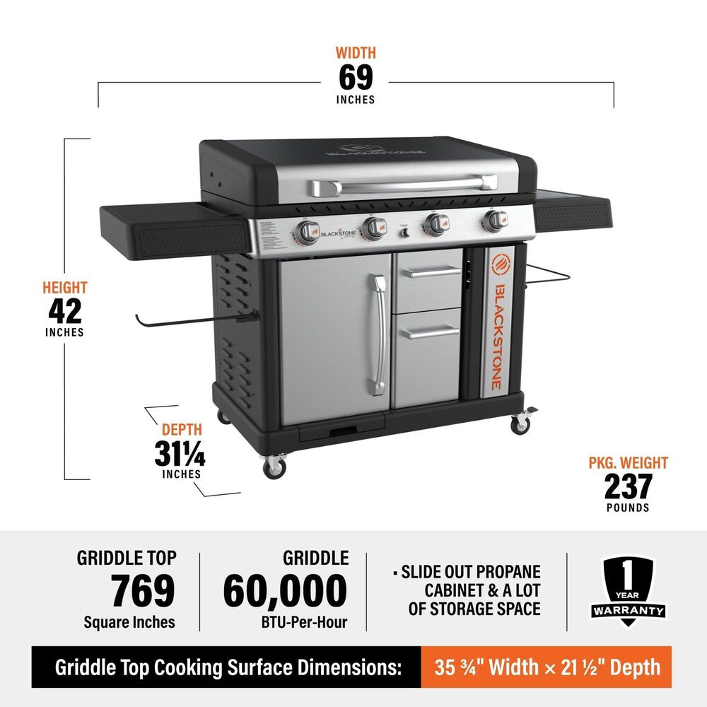 Blackstone 36&quot; Griddle Cooking Station with Cabinets in Stainless Steel and Black, , large