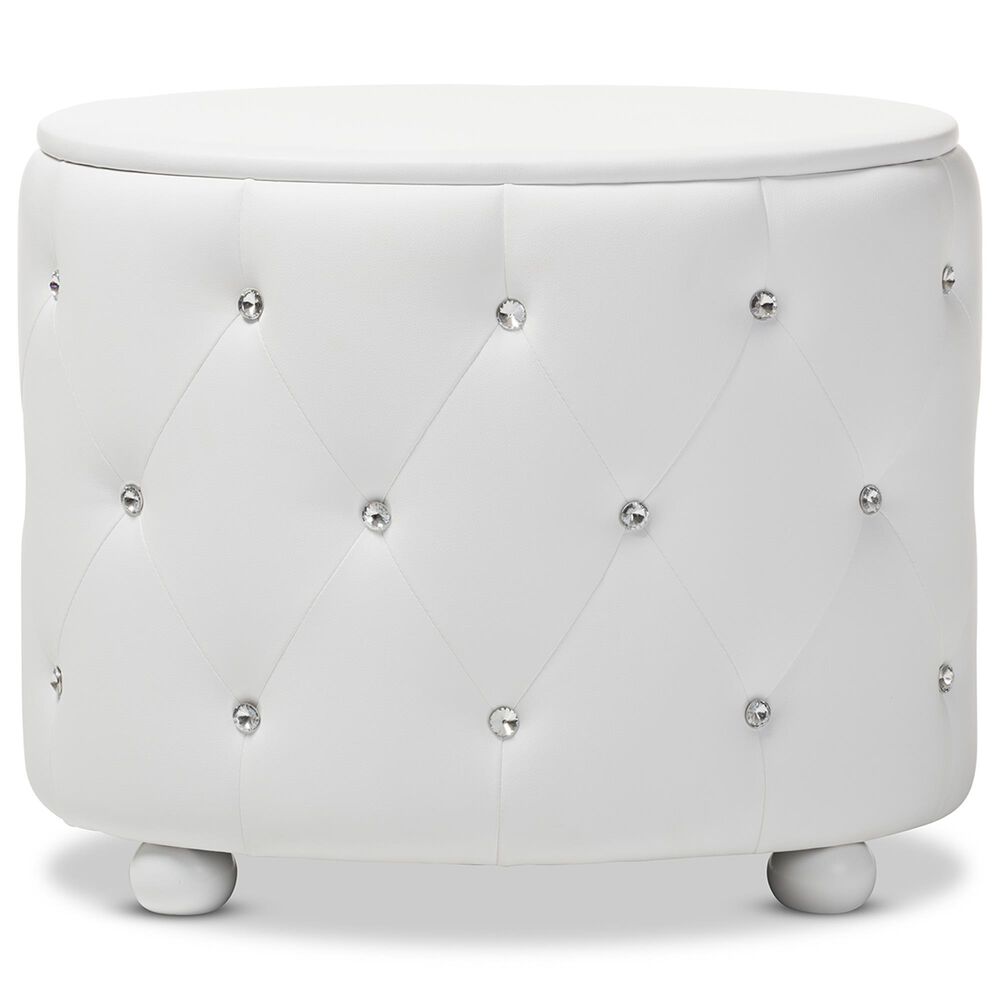 Baxton Studio Davina 2-Drawer Nightstand in White, , large