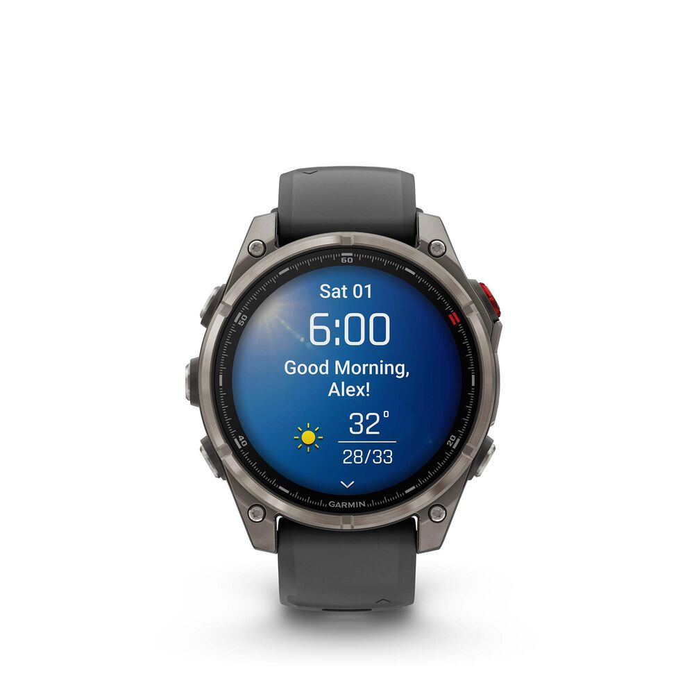 Garmin Fenix 8 Pro Sapphire AMOLED Smartwatch 47mm Titanium Case with Graphite Black Silicone Band, , large