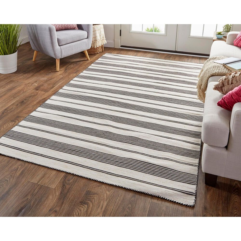 Feizy Duprine 4&#39; x 6&#39; Black Area Rug, , large