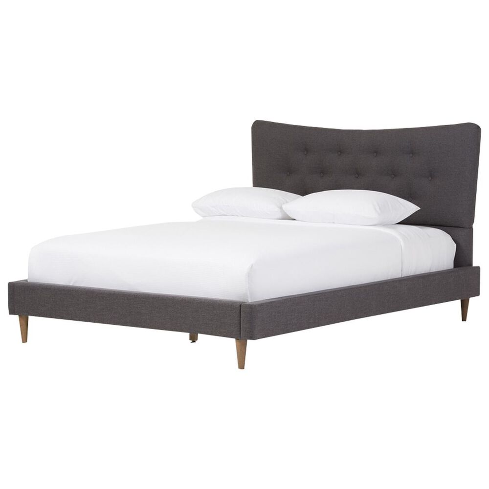 Baxton Studio Hannah King Platform Bed in Dark Grey, , large