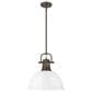 Golden Lighting Duncan 1-Light Pendant with Rod and White Shade in Rubbed Bronze, , large
