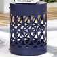 Hearth and Haven Large Cylindrical-Shaped Iron Patio End Table in Navy Blue, , large