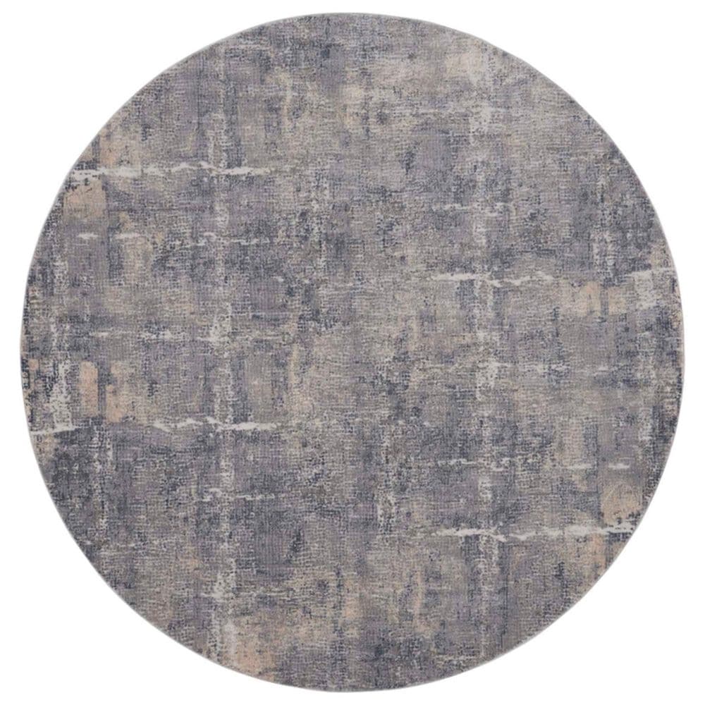 Nourison Rustic Textures Grey and Beige 7"10" Round Area Rug, , large