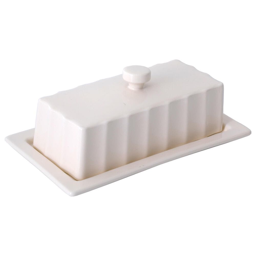 Gibson Overseas, Inc Broadbrook 8.1" Butter Dish in Cream, , large