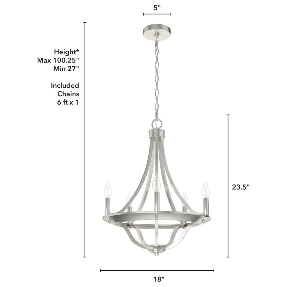 Hunter Perch Point 18&quot; 5-Light Chandelier in Brushed Nickel, , large