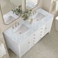 James Martin Vanities Myrrin 60" Double Vanity in Bright White with 3 cm Carrara White Marble Top, , large