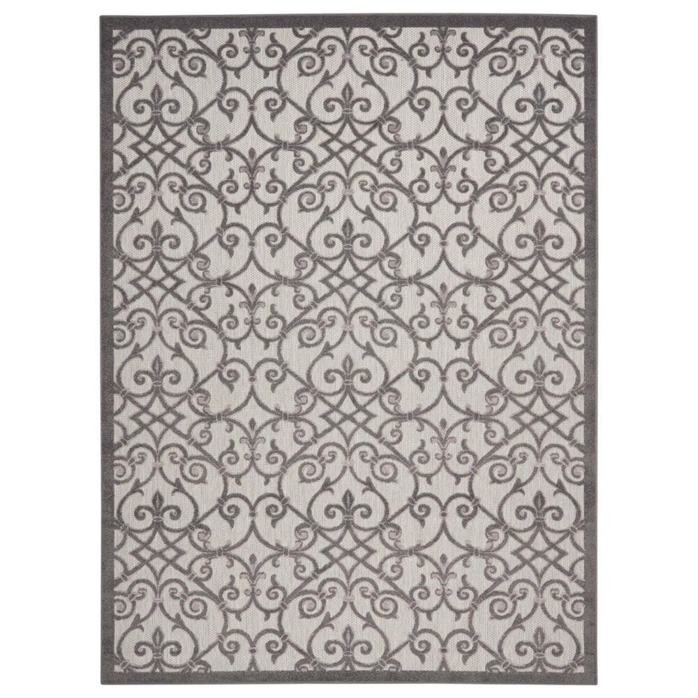 Nourison Aloha 7"10" x 10"6" Grey and Charcoal Indoor/Outdoor Area Rug, , large