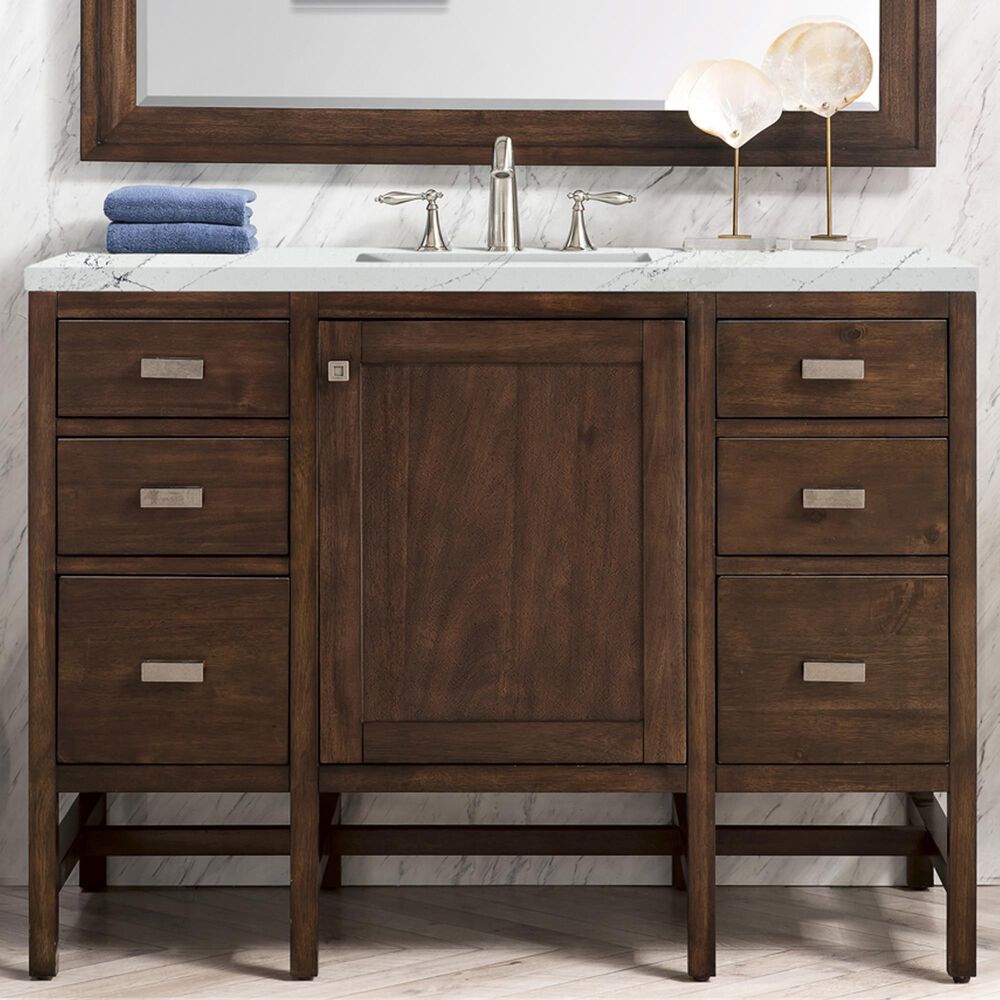 James Martin Vanities Addison 48&quot; Single Bathroom Vanity in Mid Century Acacia with 3 cm Ethereal Noctis Quartz Top and Rectangular Sink, , large
