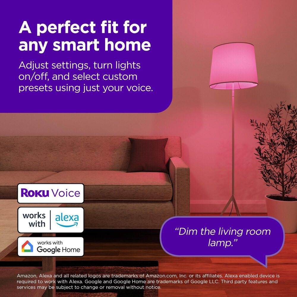 Roku 12-Watt Smart Light Bulb SE Dimmable A19 in Multicolor, , large