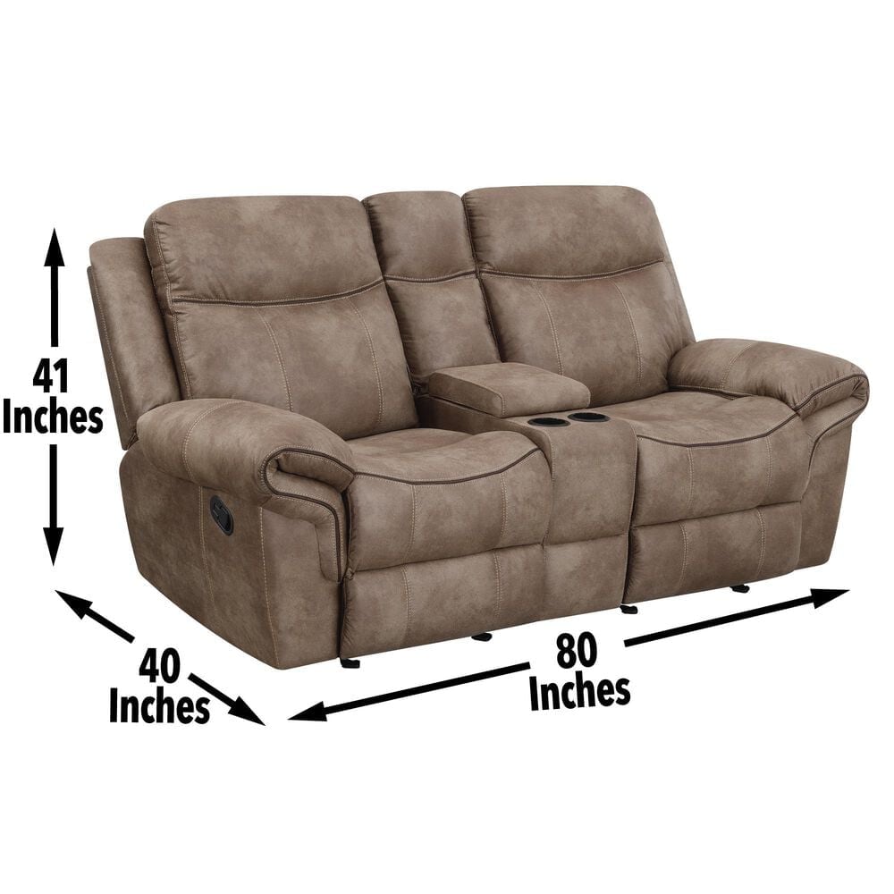 Steve Silver Nashville Manual Glider Recliner Console Loveseat in Cocoa, , large