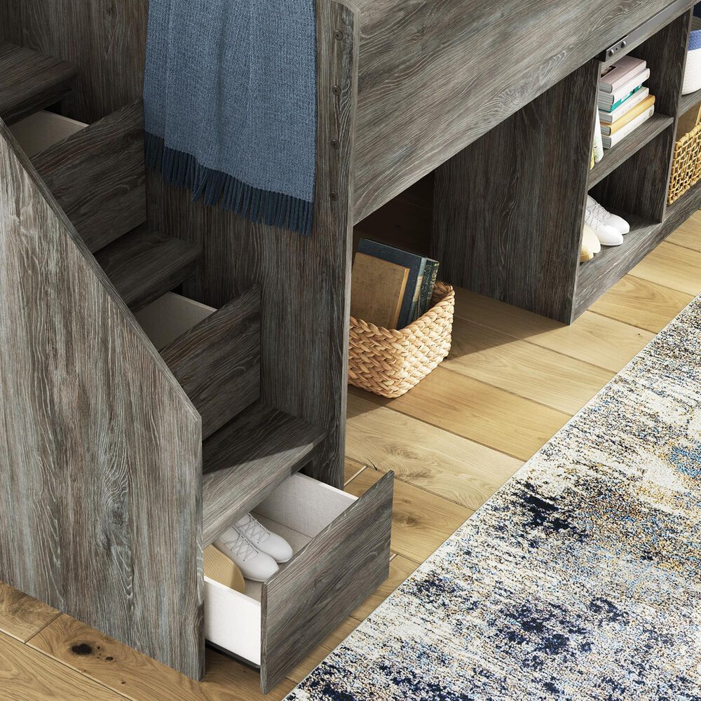 Ashley Frandern Twin Loft  Bed with Bookcase Storage in Gray, , large