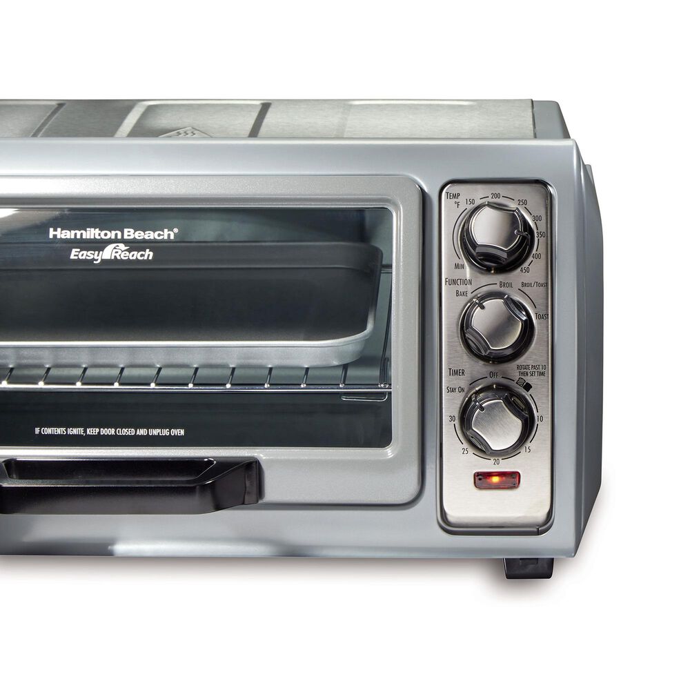 Hamilton Beach 6-Slice Easy Reach Toaster Oven with Roll Top Door in Stainless Steel, , large
