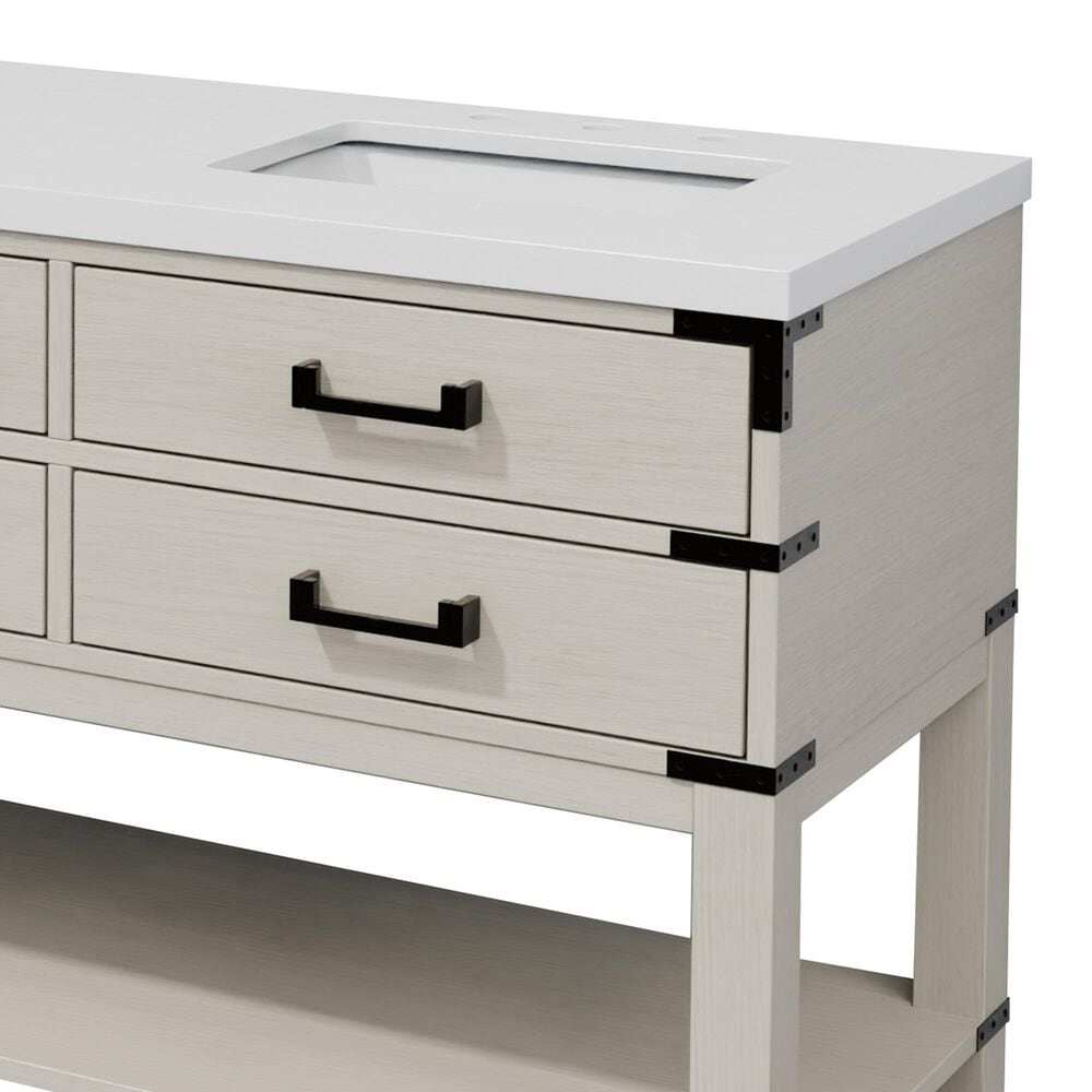 Lexora Home Norwalk 60&quot; Double Bathroom Vanity in White Oak with White Quartz Top and Rectangular Sinks, , large