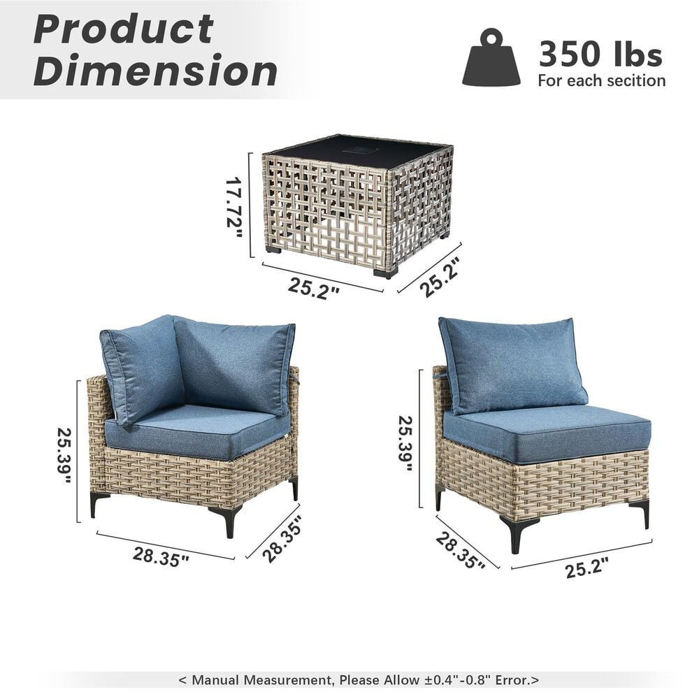 HOMLUX 7-Piece Patio Conversation Set in Denim Blue, , large
