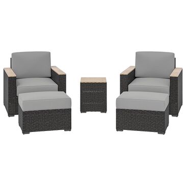 Homestyles Boca Raton 5-Piece Patio Chair Chat Set in Brown, , large