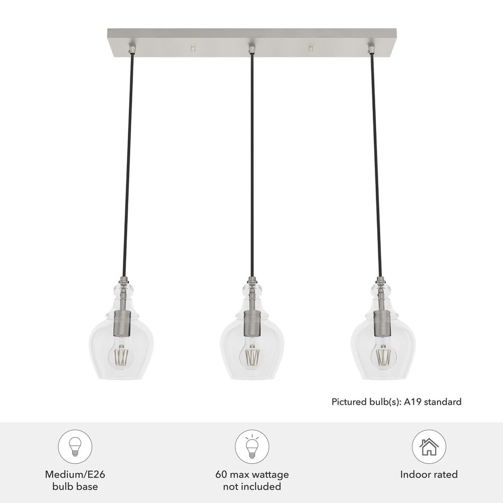 Hunter Maple Park 3-Light Cluster in Brushed Nickel, , large