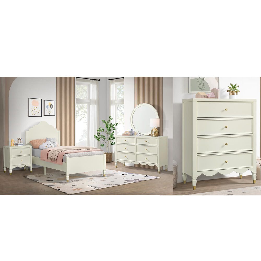 Forma & Co Olivia 5-Piece Twin Panel Bedroom Set in French White, , large