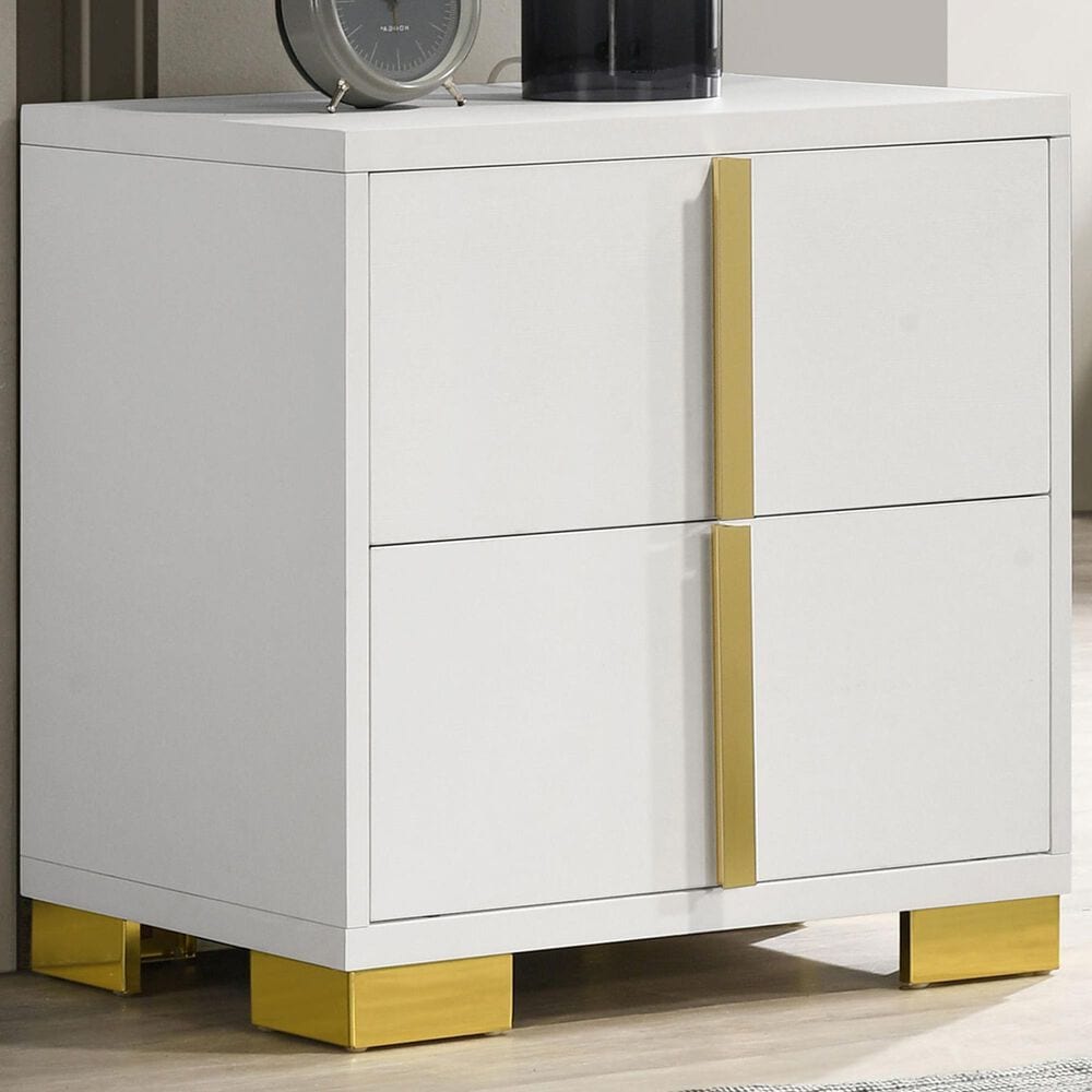 Pacific Landing Marceline 2-Drawer Nightstand in White and Gold, , large