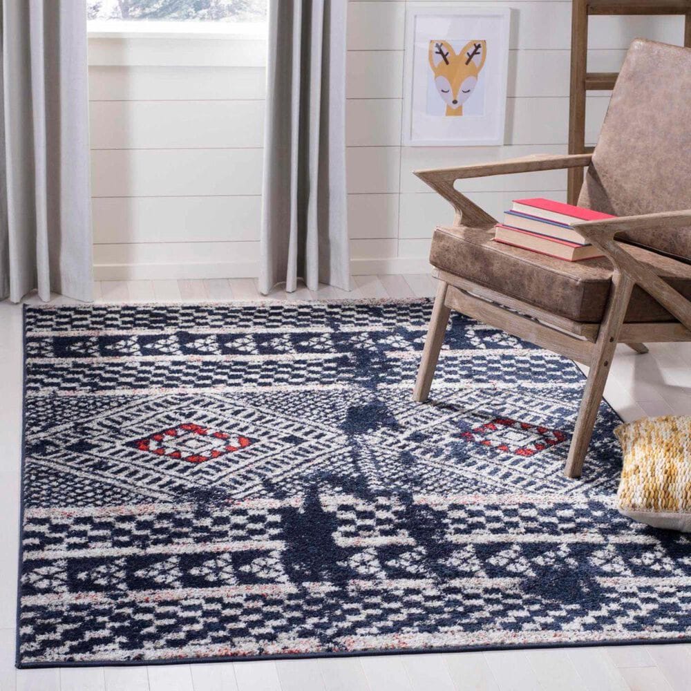 Safavieh Adirondack ADR202N 5&#39;1&quot; x 7&#39;6&quot; Vintage Navy and Light Grey Area Rug, , large