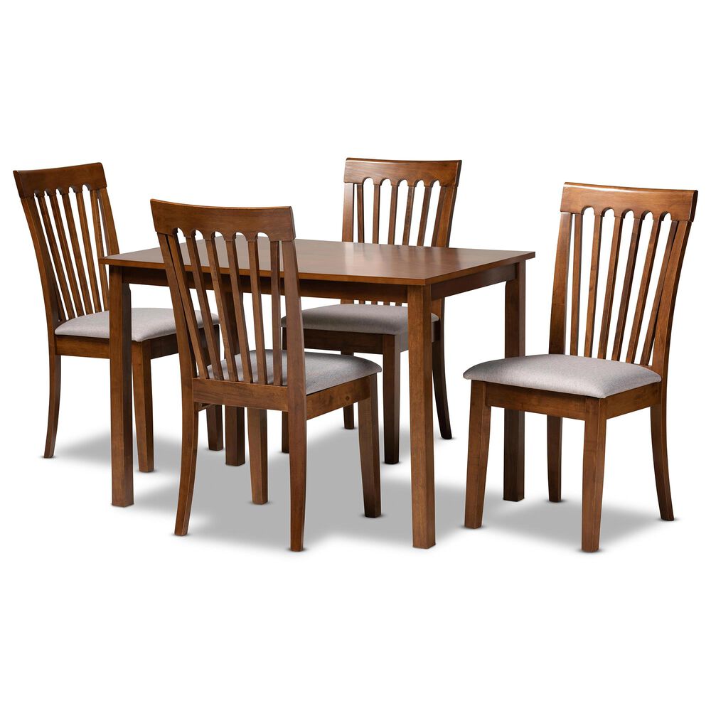 Baxton Studio Seda 5-Piece Dining Set in Grey/Walnut Brown, , large