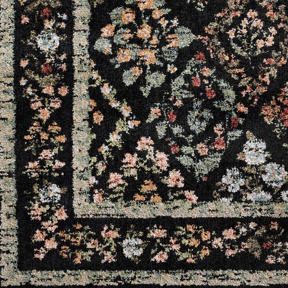 Rifle Paper Co Laurel Parquet 2&#39;8&quot; x 4&#39; Black Area Rug, , large