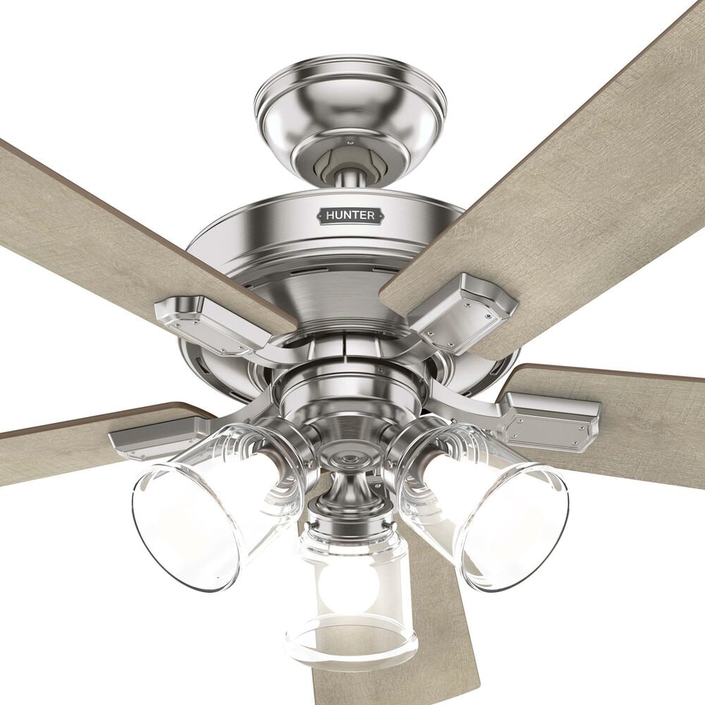 Hunter Crestfield 52&quot; Remote Ceiling Fan with LED Lights in Brushed Nickel, , large