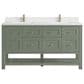 James Martin Vanities Breckenridge 60" Double Bathroom Vanity in Smokey Celadon with Single Hole 3 cm White Zeus Quartz Top and Rectangular Sinks, , large