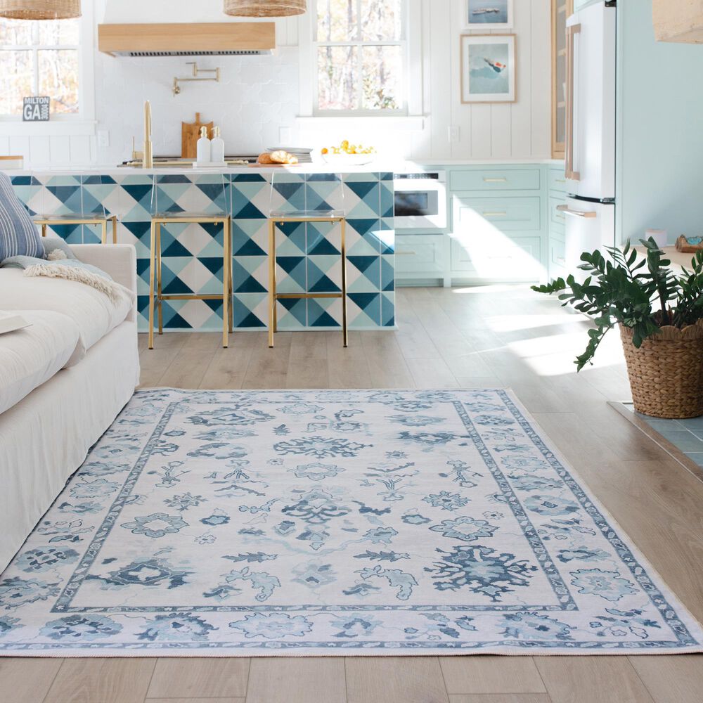 ROW by Oriental Weavers Addison Ivory and Blue 5' x 7' Area Rug, , large