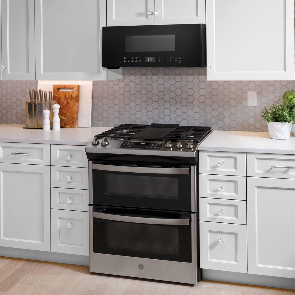 GE Profile 1.2 Cu. Ft. Over-the-Range Low Profile Sensor Microwave Oven in Black, , large