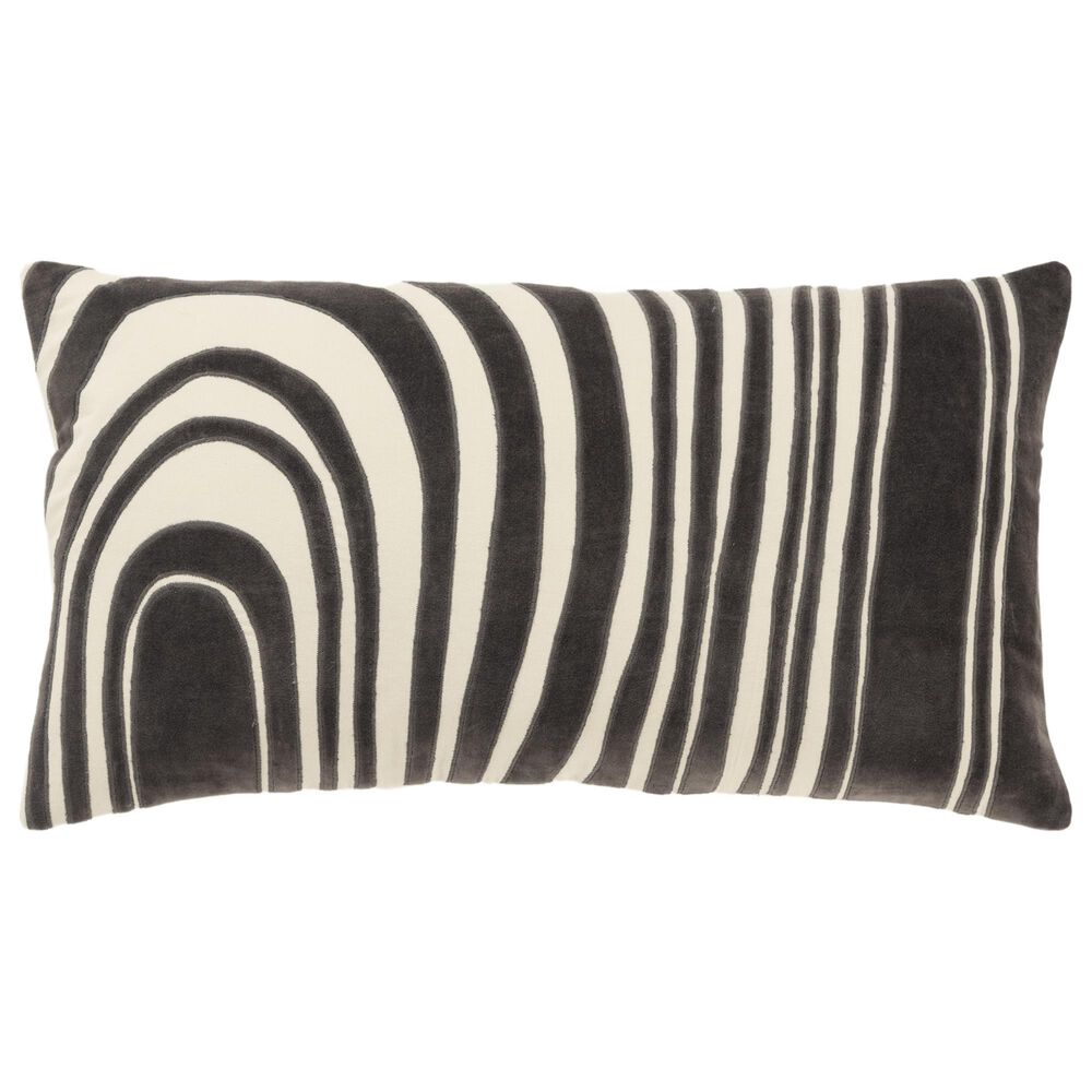 Rizzy Home 14" x 26" Abstract Down Filled Lumbar Pillow in Gray and Natural, , large