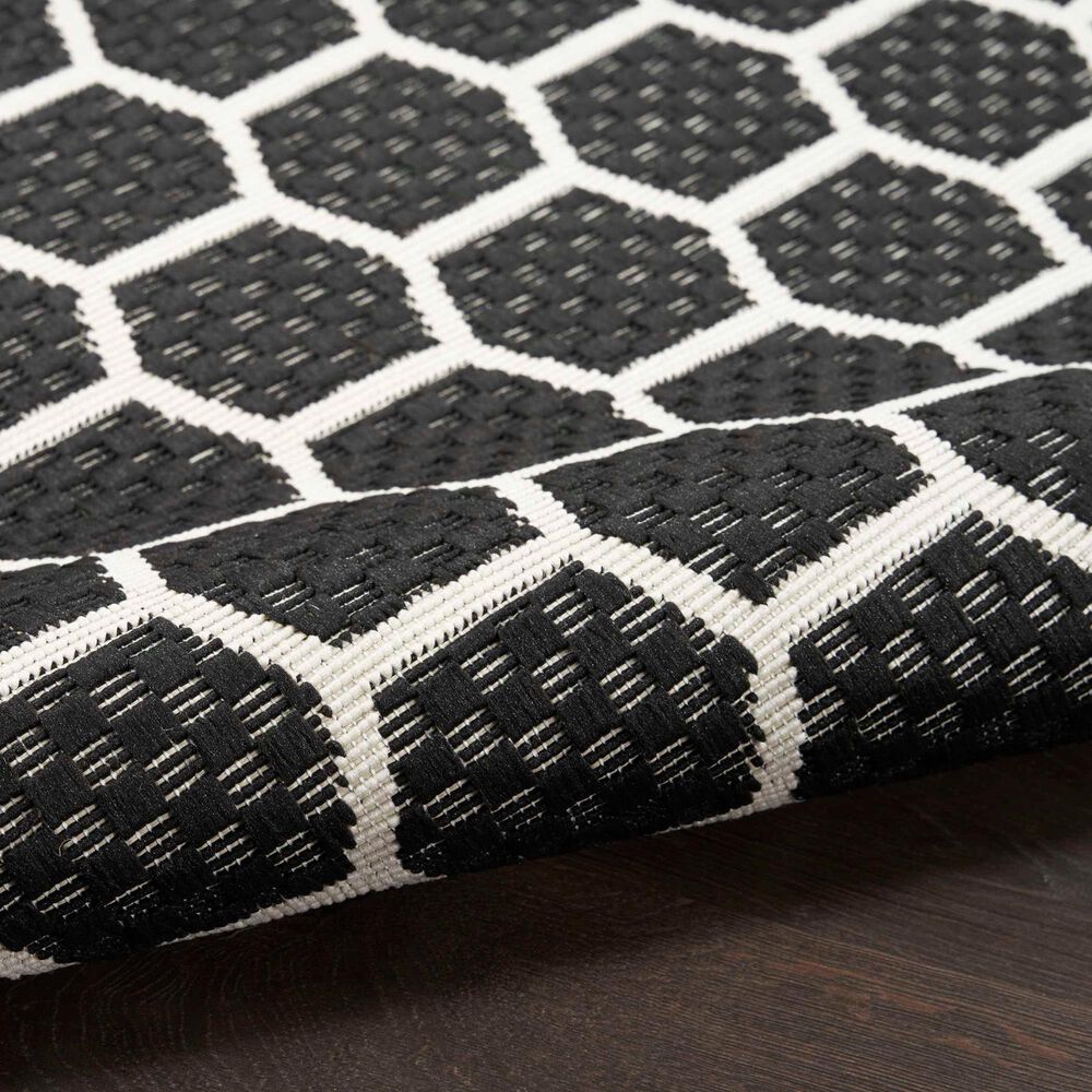 Nourison Twist Reversible 2&#39;2&quot; x 10&#39; Black Indoor/Outdoor Runner, , large