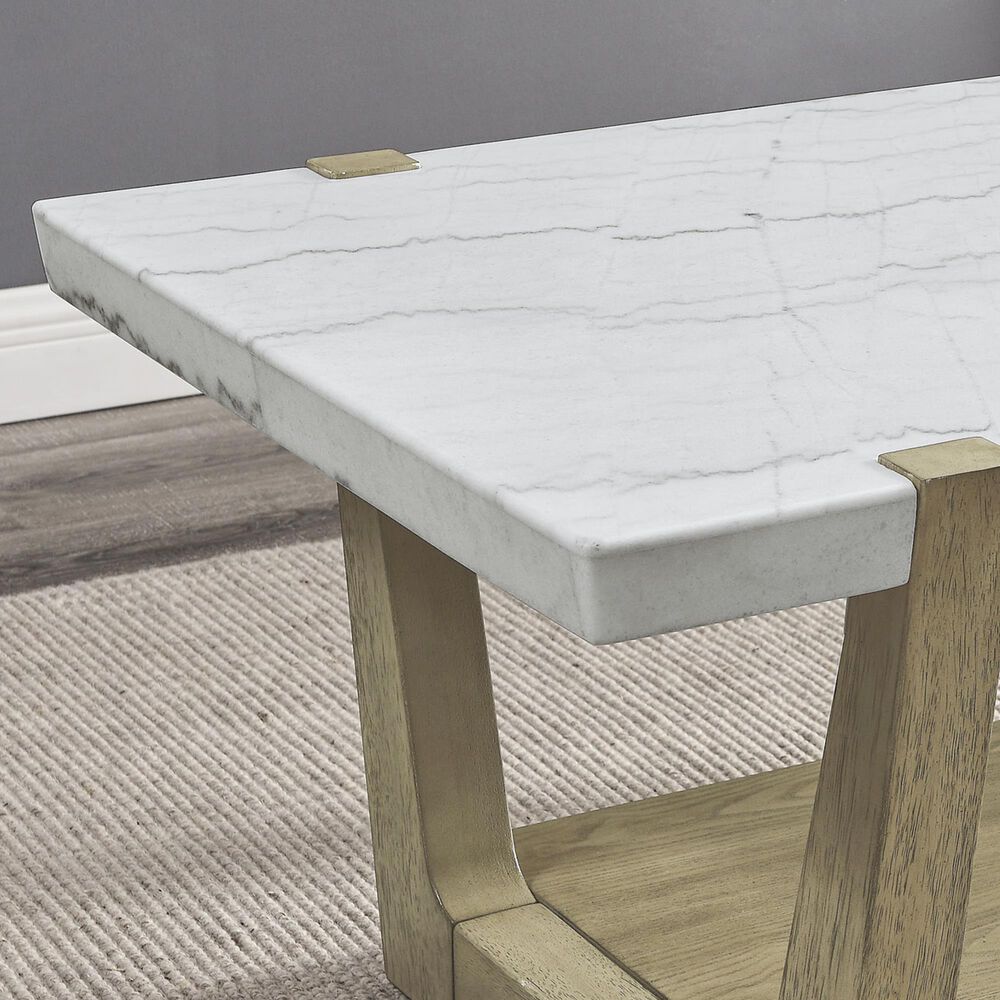 Steve Silver Perth Rectangular Cocktail Table with Casters in White and Weathered Sand, , large