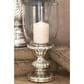 Maple and Jade Handmade Turned Style Pillar Room Hurricane Lamp in Silver, , large