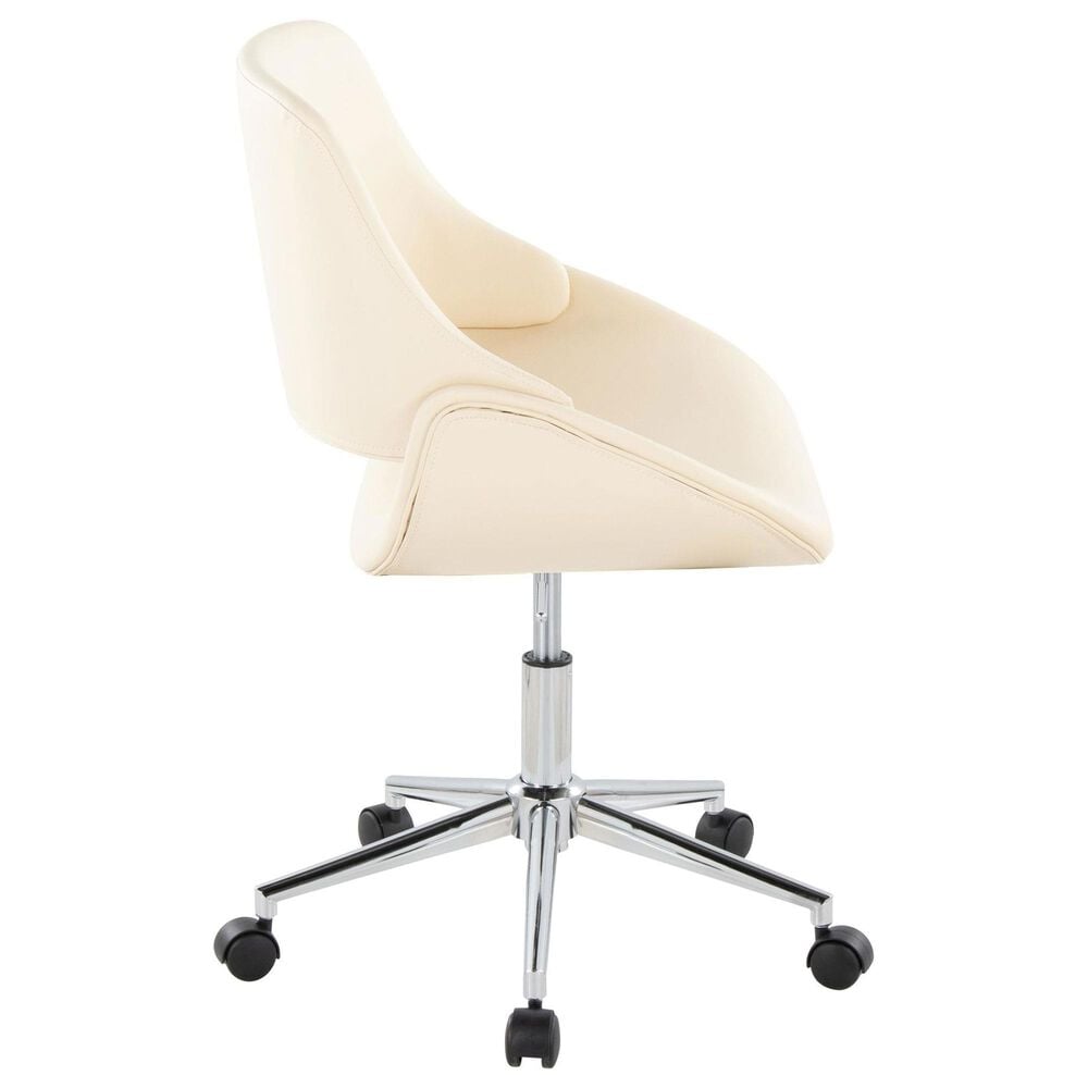 LumiSource Fabrico Swivel Office Chair with Cream Faux Leather Cushion in Chrome, , large