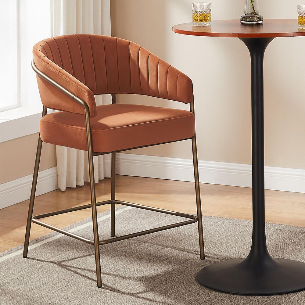 Linden Boulevard Prestwick Counter Stool with Camel Cushion in Antique Bronze, , large