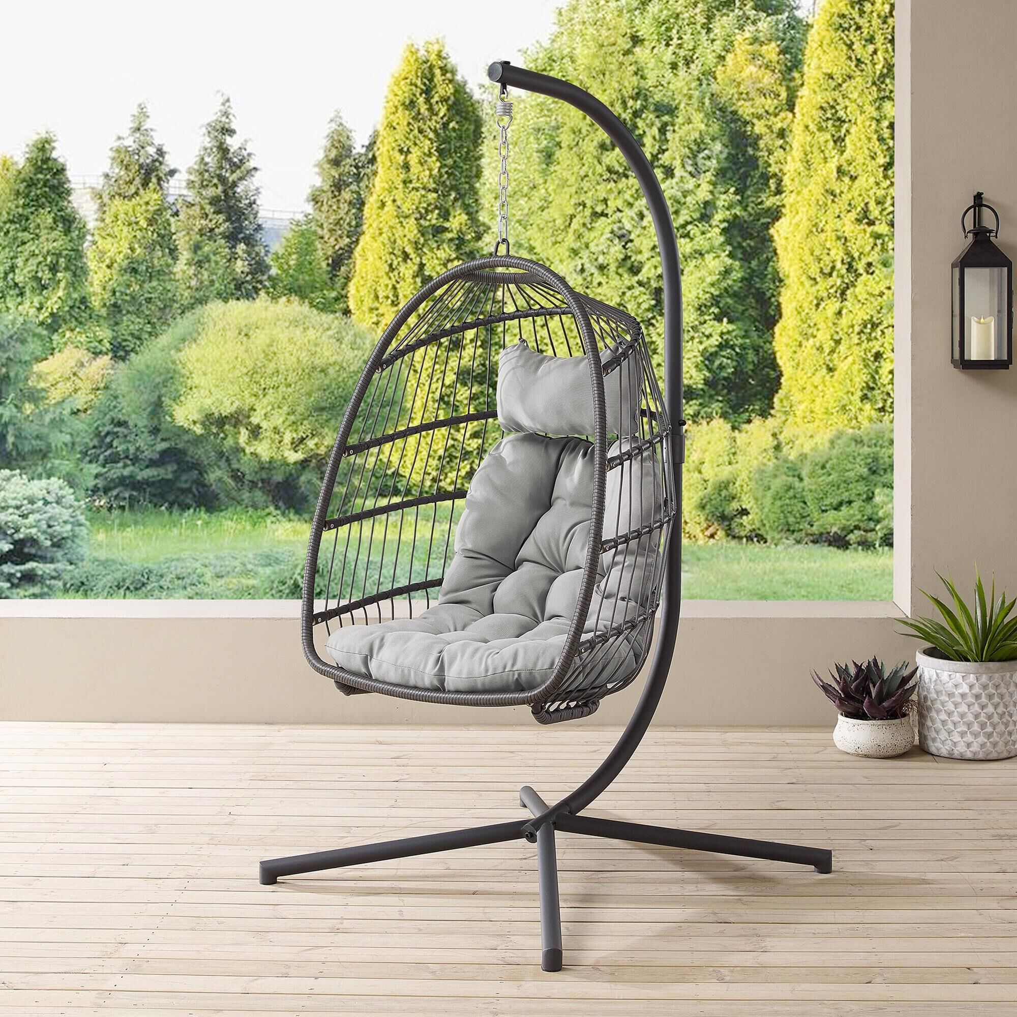 Grey patio swing store