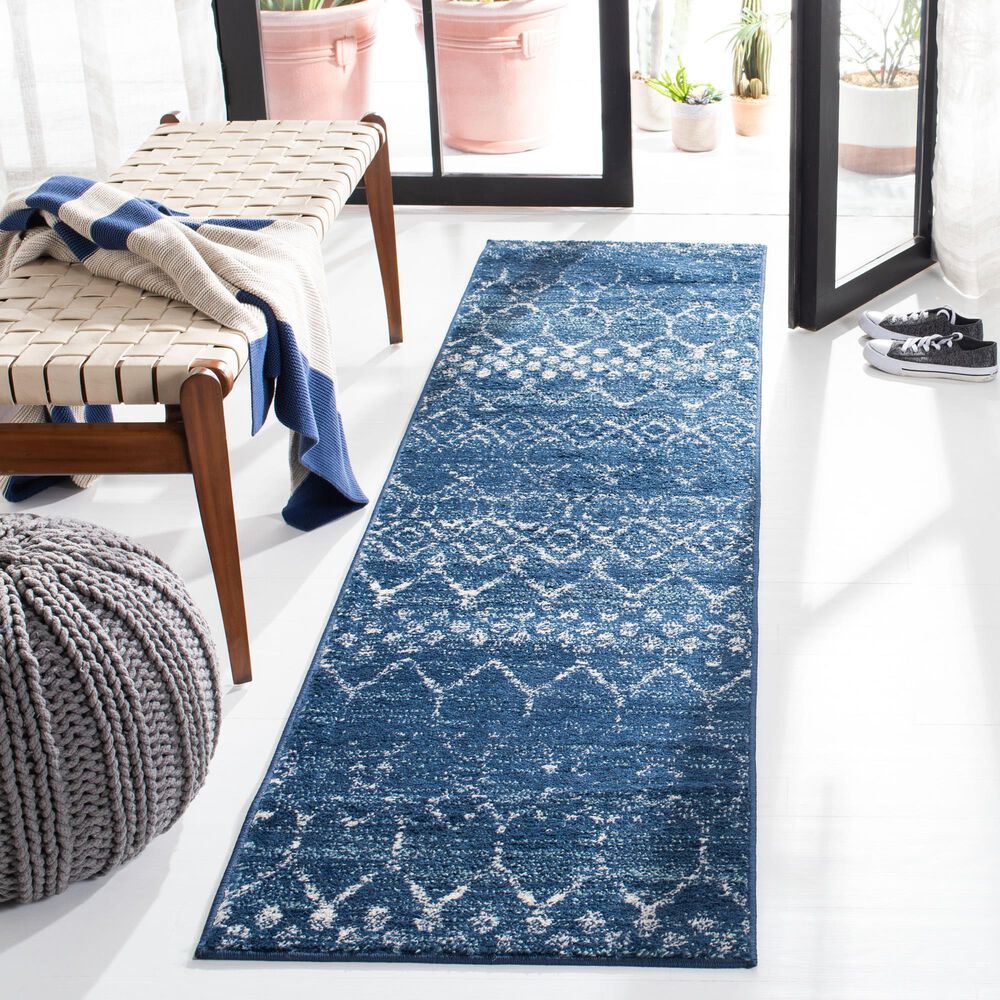 Safavieh Tulum 2&#39; x 8&#39; Blue and Ivory Runner, , large
