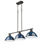 Golden Lighting Duncan 3-Light Pendant with Matte Navy Shade in Rubbed Bronze, , large