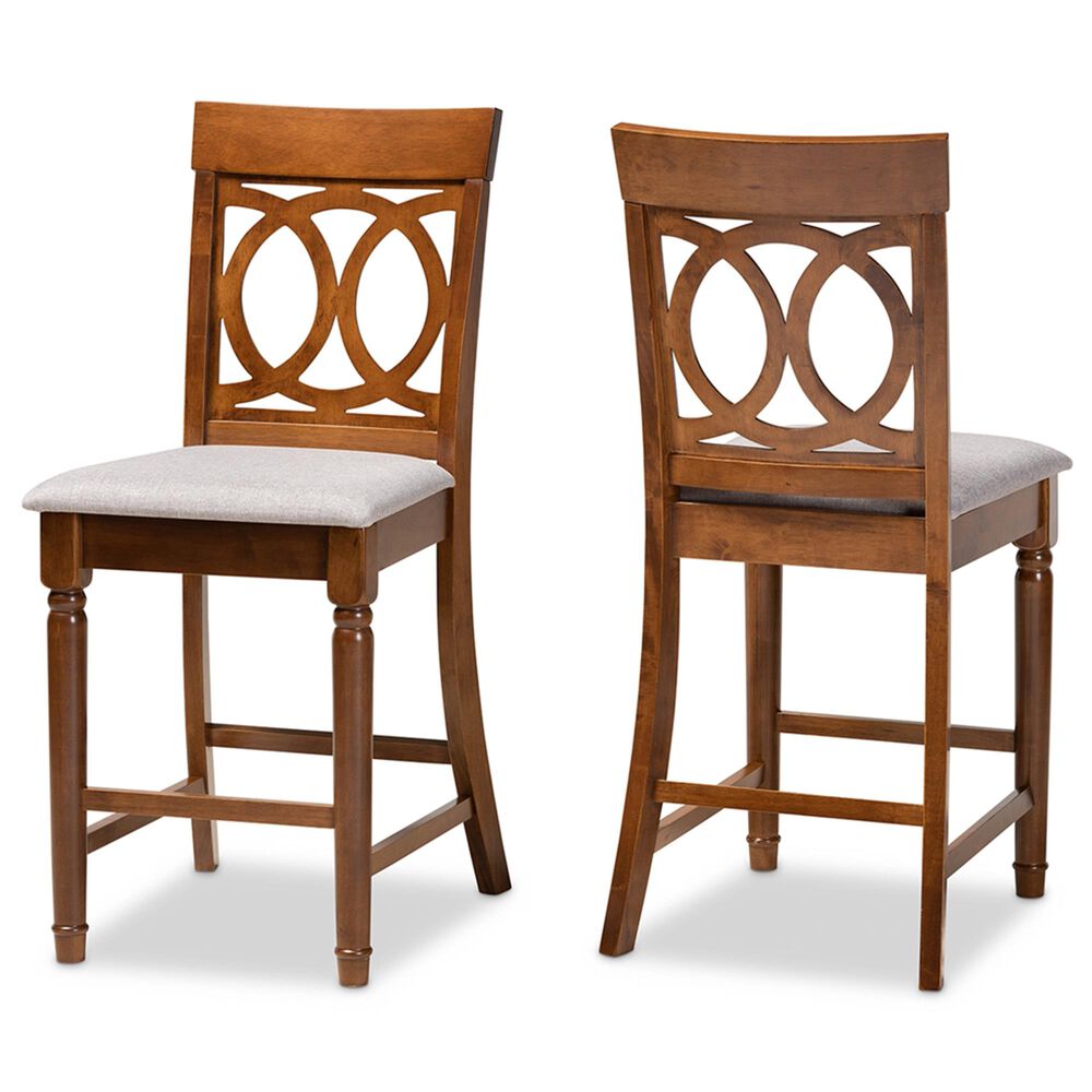 Baxton Studio Violet Counter Height Chair in Grey/Walnut &#40;Set of 2&#41;, , large