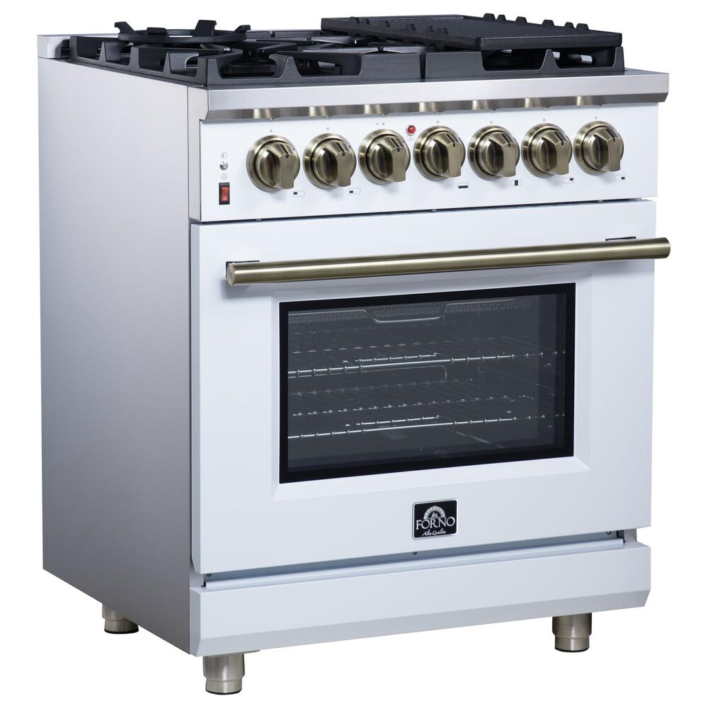 Forno Massimo 30" Freestanding Dual Fuel Range in White, , large