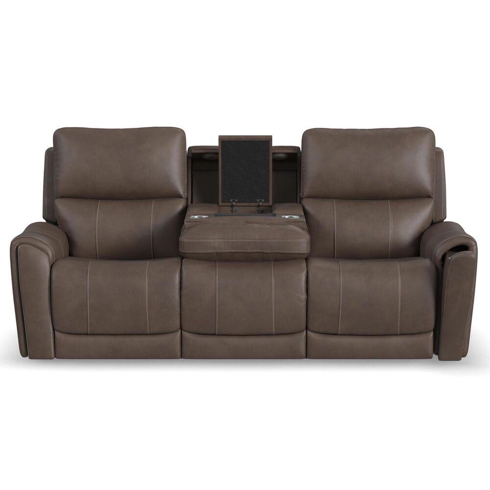 Flexsteel Carter Power Reclining Sofa and Loveseat Set in Cappuccino Brown, , large