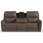 Flexsteel Carter Power Reclining Sofa and Loveseat Set in Cappuccino Brown, , large