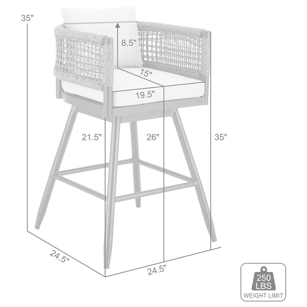 Blue River Alegria Patio Swivel Counter Height Bar Stool with Light Gray Cushion in Black, , large