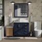 Lexora Home Jacques 36" Left Offset Single Bathroom Vanity in Navy Blue with 2 cm White Carrara Marble Top and Rectangular Sink, , large