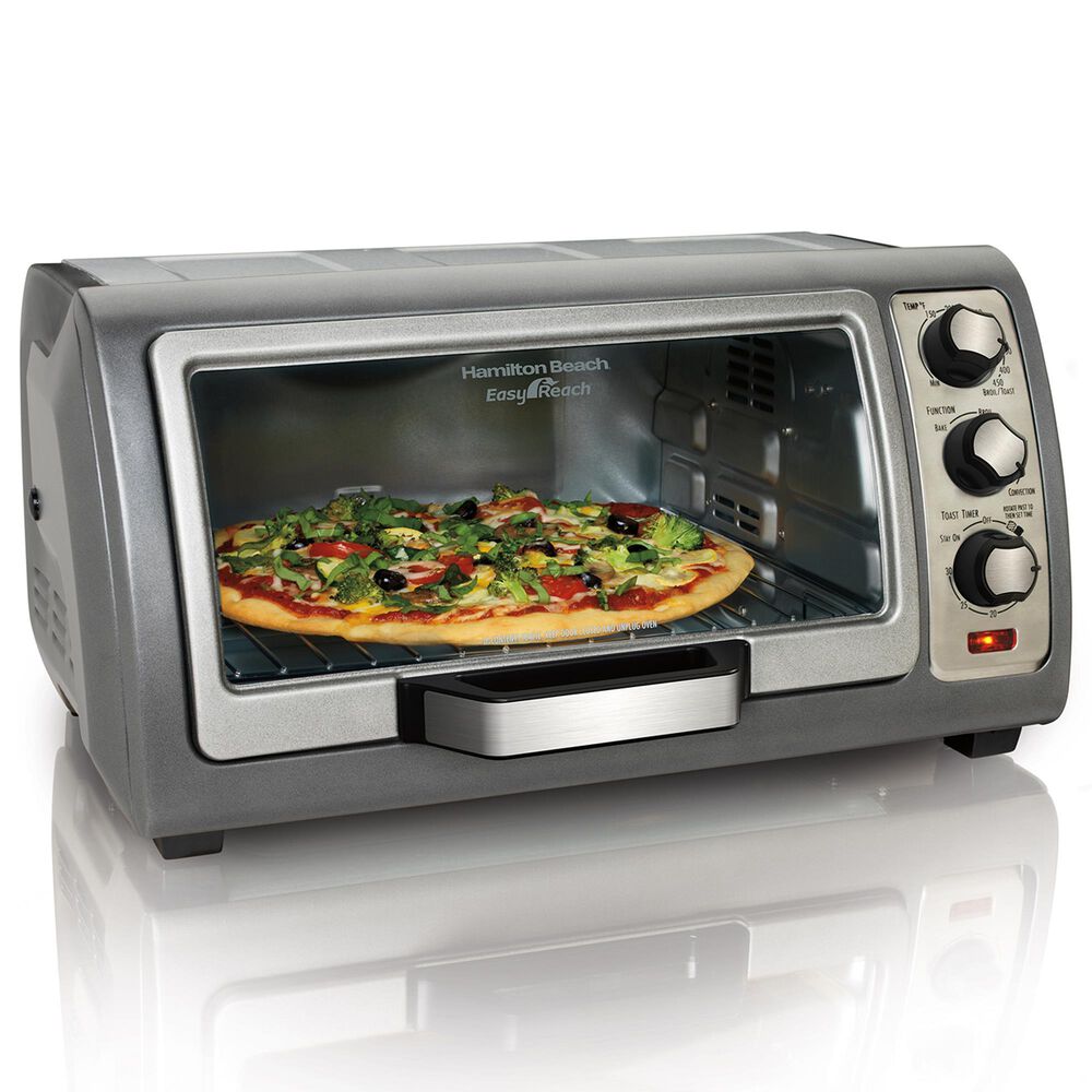Hamilton Beach 6-Slice Easy Reach Toaster Oven with Roll Top Door in Gray, , large